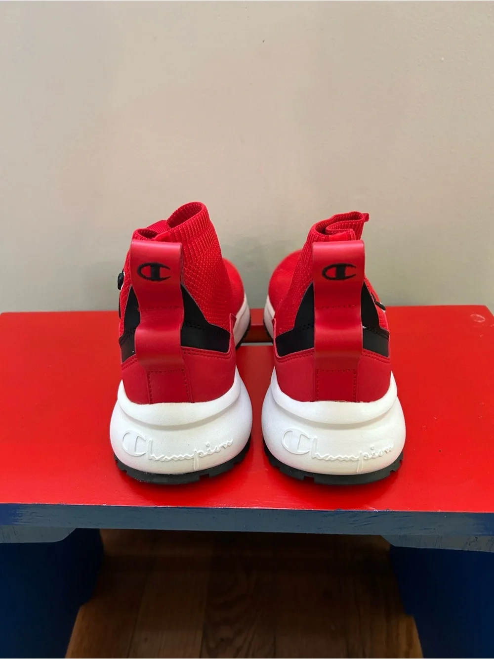 Champion Rally Pro Red Sock Sneakers Kids Youth 5Y Women's 6.5 RF Mid CP100680Y